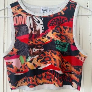 Princess Polly Multi Graphic Ribbed Cropped Tank
